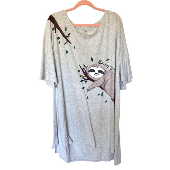 Secret Treasures Other - Secret Treasures Sleepwear Gray Sloth Graphic Long Comfy PJ Pajama T Shirt 2X 3X